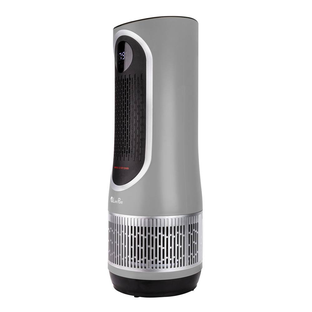 Gray HEPA Air Purifier and Heater with Remote Control
