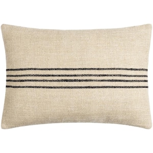 Modern Brett Lumbar Pillow Cover with Down Insert, 13 in. L x 20 in. W, Light Brown/Black