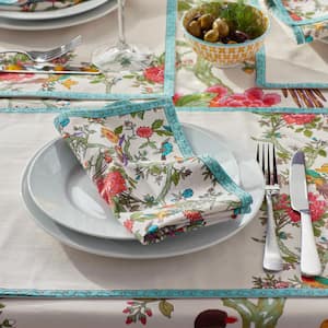 Bird Table 20 in. x 14 in. Multi Cotton Placemat (Set of 4)