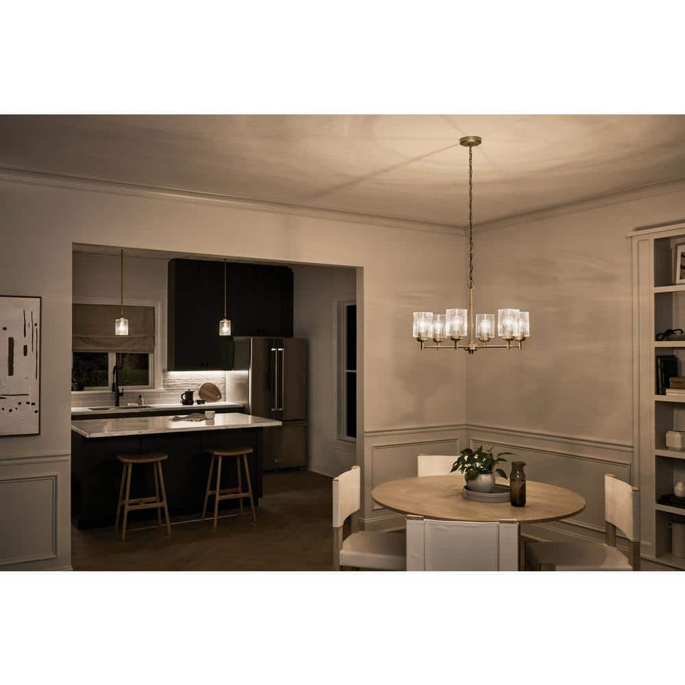 Winslow Natural Brass 6-Light Chandelier with Clear Seeded Glass