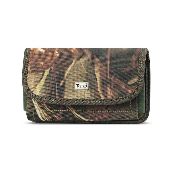 REIKO 7.0 in. x 3.9 in. x 0.7 in. Horizontal Rugged Universal Phone Pouch with VELCRO and Metal Belt Clip in Camouflage