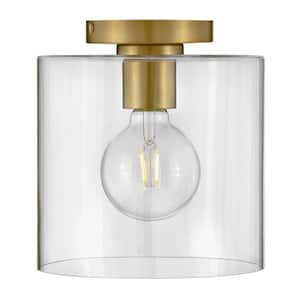 Pippa 8.5 in. 1-Light Lacquered Brass Flush Mount