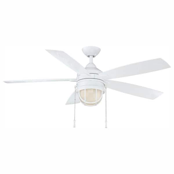 Hampton Bay Seaport 52 in. LED Indoor/Outdoor White Ceiling Fan
