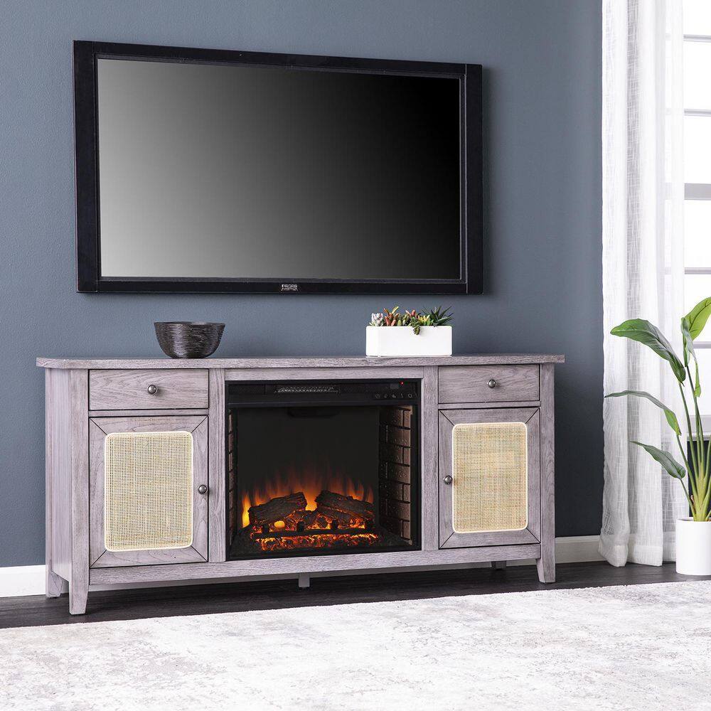 SEI Furniture Edderton 58 in. Freestanding Wooden Electric Fireplace TV