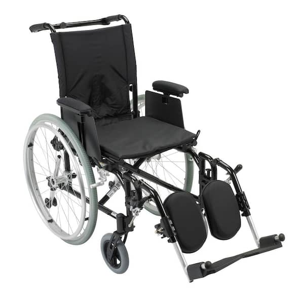 Drive Medical Cougar Ultra Lightweight Rehab Wheelchair with Detachable Adjustable Desk Arms and Elevating Legrest