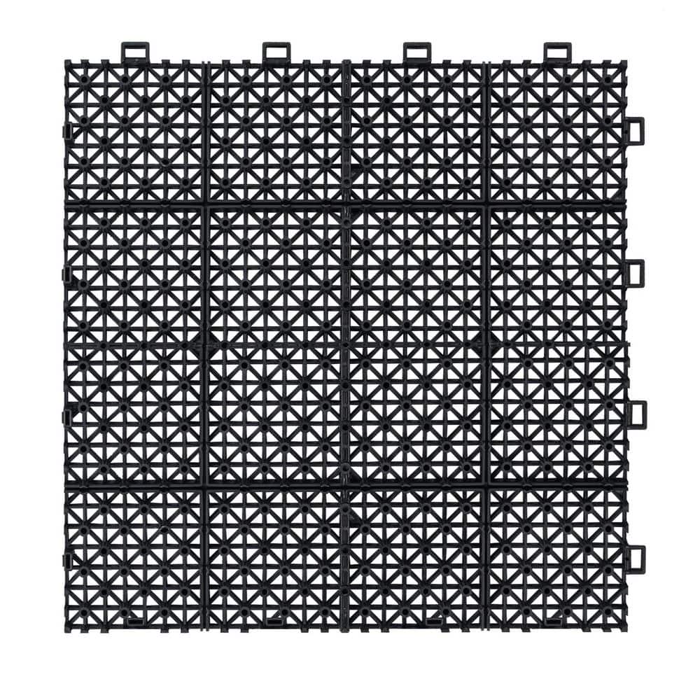 1 ft. x 1 ft. Black Interlocking Deck Tiles PVC Waterproof Outdoor All Weather Anti-Slip Bathroom Shower Pack of 60 price history on PriceWatchPro