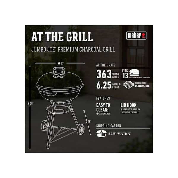 Weber Jumbo Joe Premium 22 in. Charcoal Grill in Black with Steel
