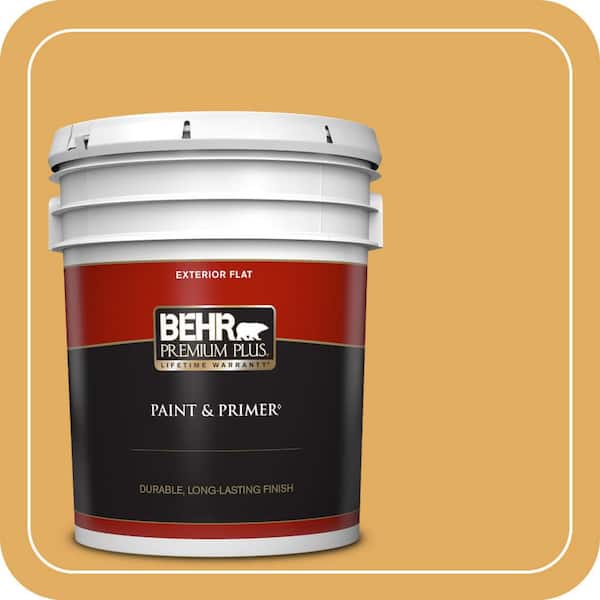BEHR PREMIUM PLUS 5 gal. #310D-5 Sahara Shade Flat Exterior Paint & Primer