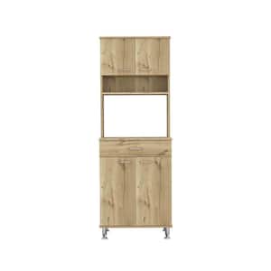 23.6 in. W x 13.7 in. D x 66.5 in. H Ready to Assemble Pantry Double Door Cabinet, 1-Drawer, 4-Legs, 3-Shelves, Beige