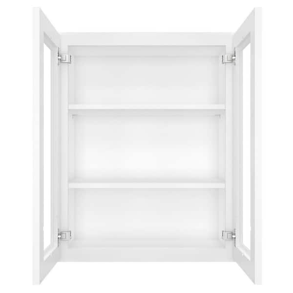 24 in. W X 12 in. D X 30 in. H in Shaker White Plywood Ready to Assemble Wall Kitchen Cabinet with 2-Doors 3-Shelves