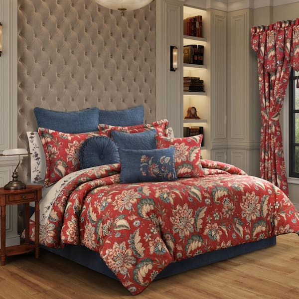 Unbranded Eveleth Red Cotton Queen 4-Pieces Comforter Set
