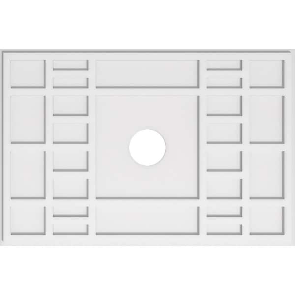 Ekena Millwork 40 in. W x 26-5/8 in. H x 5 in. ID x 1 in. P Beaux Architectural Grade PVC Contemporary Ceiling Medallion