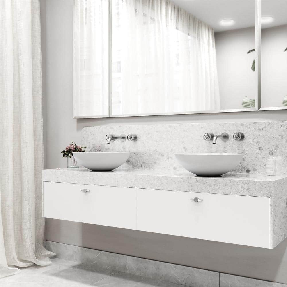 Cass Brushed Nickel Wall Mount Bathroom Faucet