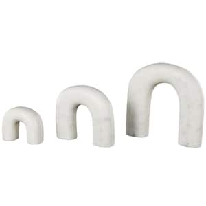 White Marble Arched Abstract Sculpture with Various Sizes (Set of 3)