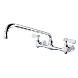 2-Handle Wall Mount Kitchen Faucet With 14 in. Swivel Spout 8 in. Center in Polished Chrome
