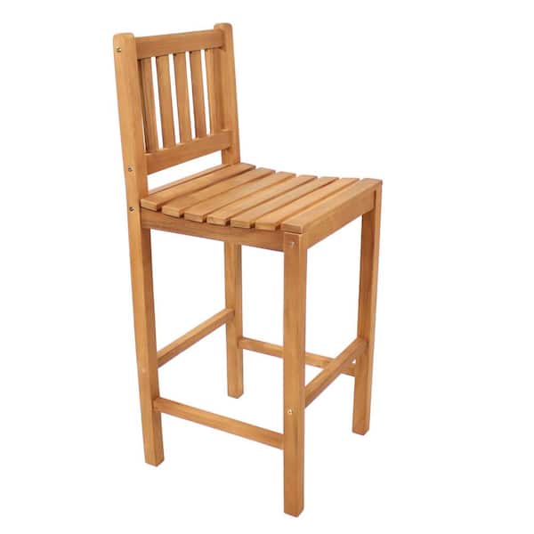 Sunnydaze Sunnydaze Teak Wood Outdoor Bar Stool