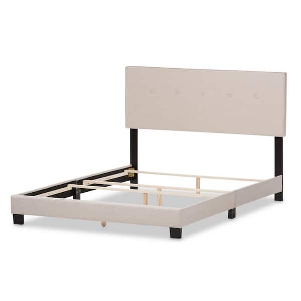 Hampton Beige Fabric Upholstered Queen Bed