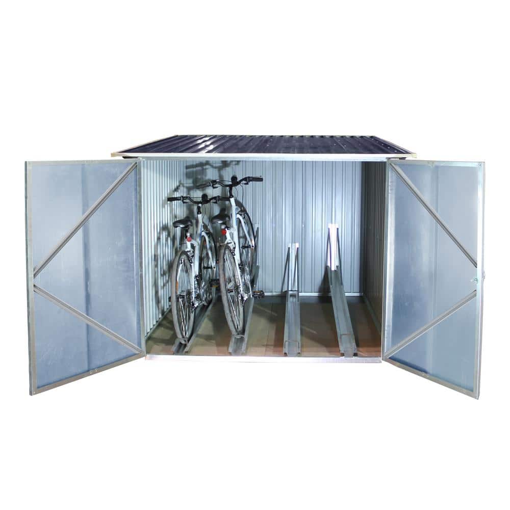 Anthracite and White Medium Metal Bicycle Storage Shed
