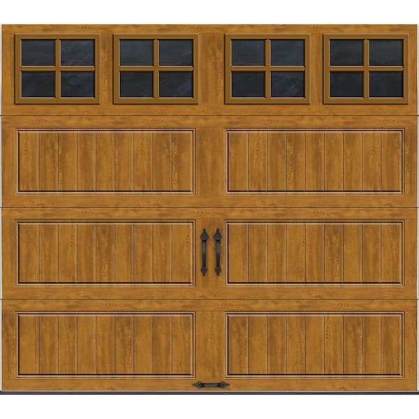 Clopay Gallery Steel Long Panel 8 ft x 7 ft Insulated 6.5 R-Value Wood Look Medium Garage Door with SQ22 Windows