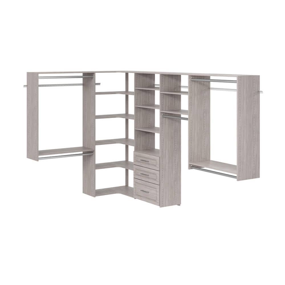 Closet Evolution Modern Raised Ultimate 84 in. W - 115 in. W Rustic Grey Corner  Wood Closet System GR67 - The Home Depot