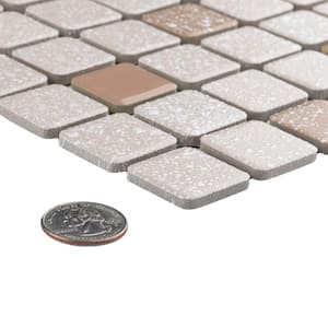 Crystalline Square Beige 11-3/4 in. x 11-3/4 in. Porcelain Mosaic Tile (9.8 sq. ft./Case)