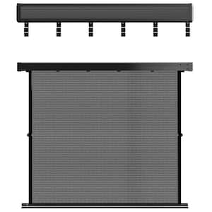 17 in. W x 15 in. D Black Metal Collapsible Towel Rack Decorative Wall Shelf with Hooks for Bathroom
