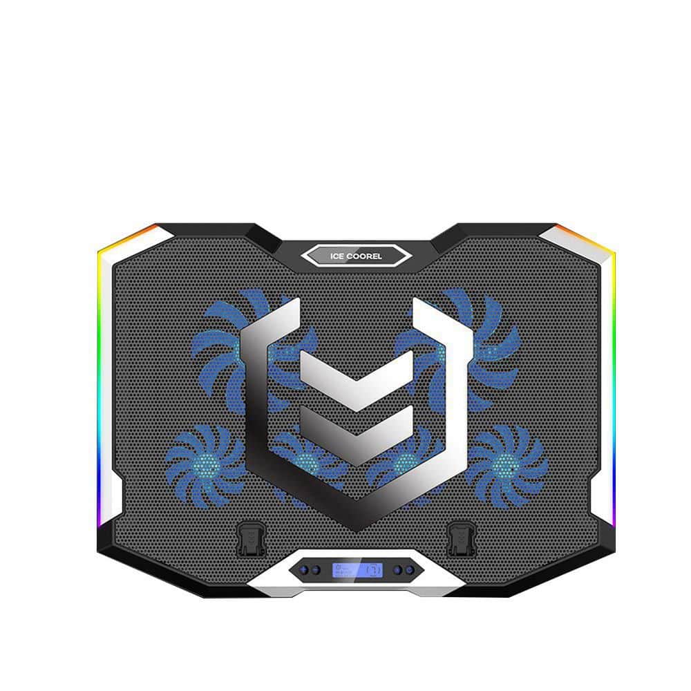 15-17.3 in. Gaming Laptop Cooling Pad with 6 RGB Cooling Fans, Laptop Cooler with LCD Screen, 2 USB Ports