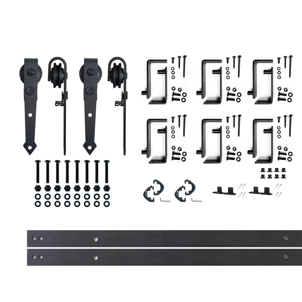 8 ft./96 in. Black Rustic Double Track Bypass U-Shape Sliding Barn Door Hardware Kit - Arrow Design Roller price history on PriceWatchPro
