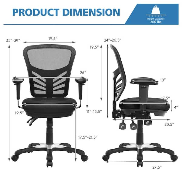 Costway Black Mesh Office Chair 3, Office Chair Weight Capacity