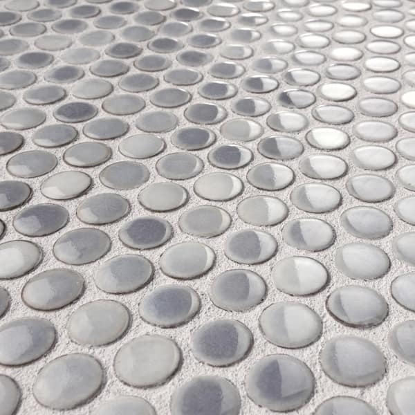 Merola Tile Hudson Penny Round Grey Eye 12 in. x 12-5/8 in. Porcelain  Mosaic Tile (10.7 sq. ft./Case) FKOMPR12 - The Home Depot