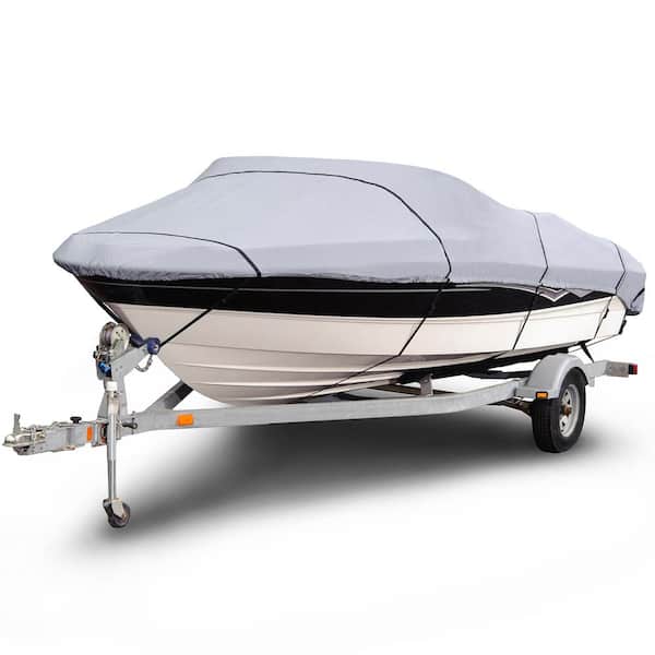 Budge Sportsman 1200 Denier 14 ft. to 16 ft. (Beam Width to 75 in.) Gray  V-Hull Fishing Boat Cover Size BT-2 B-1201-X2 - The Home Depot