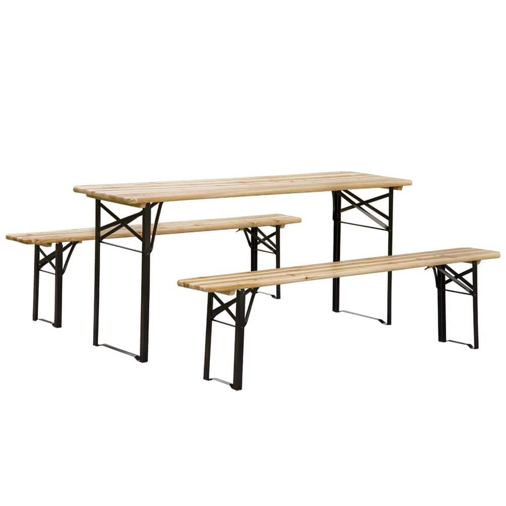 COOLSHARK 19.75 in. Portable Picnic Table and Bench Set, Outdoor Wooden Folding Camping Dining ...