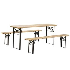 19.75 in. Portable Picnic Table and Bench Set, Outdoor Wooden Folding Camping Dining Table Set for Patio Garden