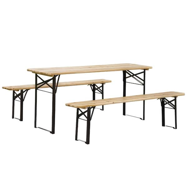 COOLSHARK 19.75 in. Portable Picnic Table and Bench Set, Outdoor Wooden Folding Camping Dining Table Set for Patio Garden