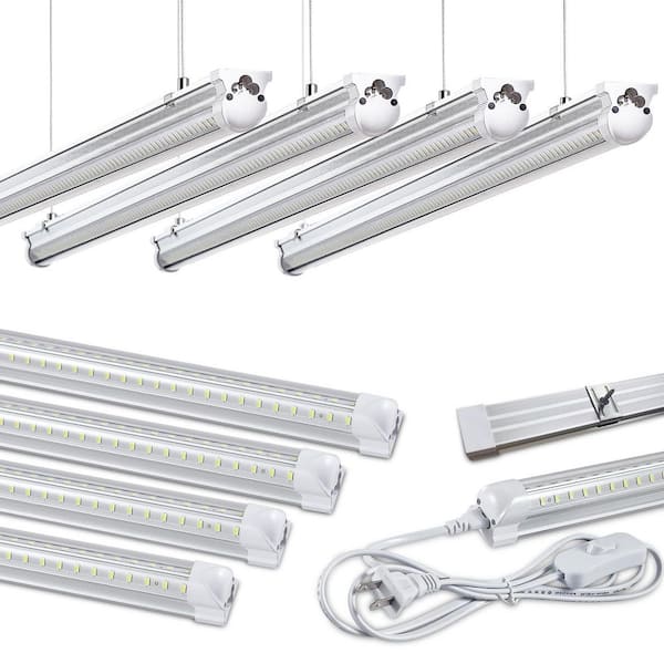 Linkable 4ft 50-Watt LED Compatible White, 6000K Ceiling LED Shop Light 8-Pack, T8 4FT Tube Lamp for Warehouse Workshop
