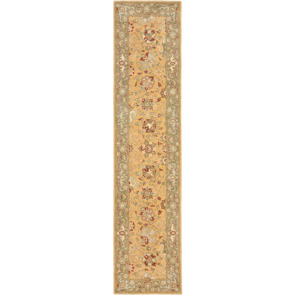 SAFAVIEH Antiquity Gold 2 ft. x 10 ft. Border Speckled Runner Rug AT21C
