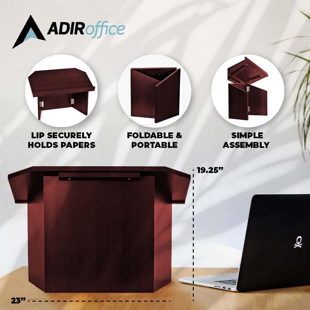 Mahogany Foldable Tabletop Presentation Lectern with Storage