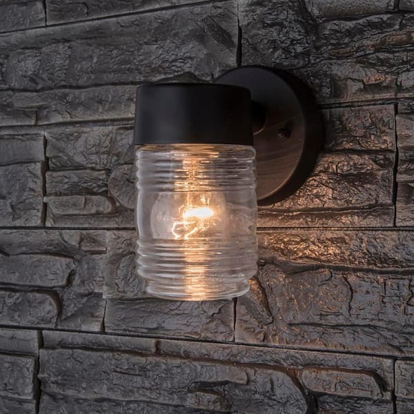 Coastal Portsmouth 1-Light Black Outdoor Wall Mount Lantern