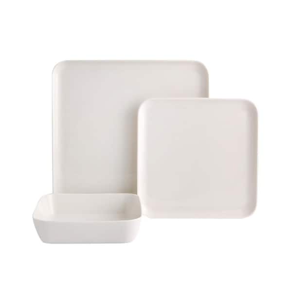 PORLAND Cortot 3 Piece White Porcelain Dinnerware Place Setting (Serving Set for 1)