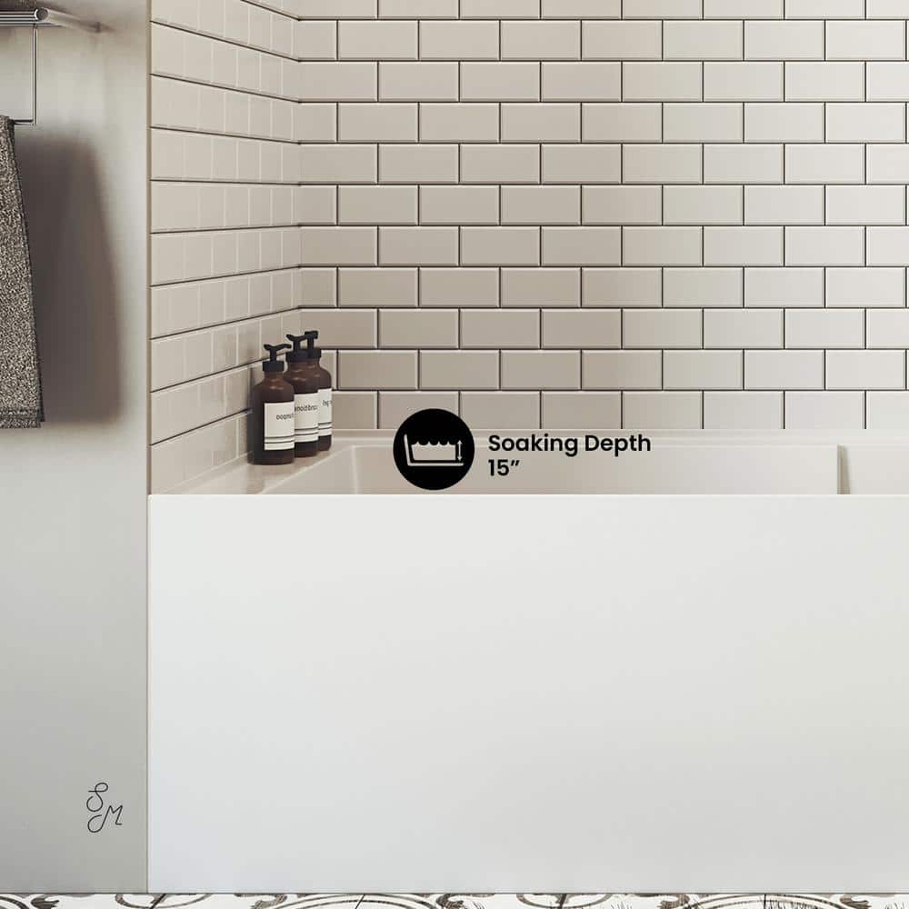 Voltaire 72" White Acrylic Alcove Bathtub with Apron and Armrest