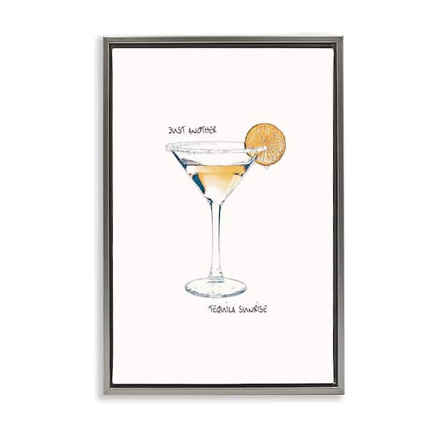 Stupell Industries Just Another Tequilla Sunrise by Graffi*tee Studios Gray Floater Frame Food Graphic Art Print 25 in. x 17 in.