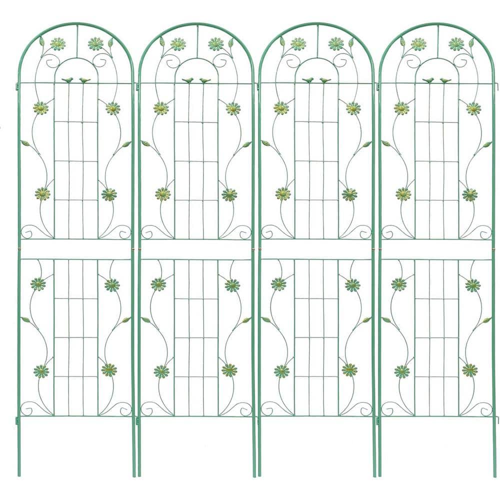 86.7 in. Green Metal Garden Trellis for Climbing Flower Rustproof Sturdy La