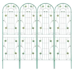 86.7 in. Green Metal Garden Trellis for Climbing Flower Rustproof Sturdy Lattice Iron Trellis for Plants Support 4-Pack