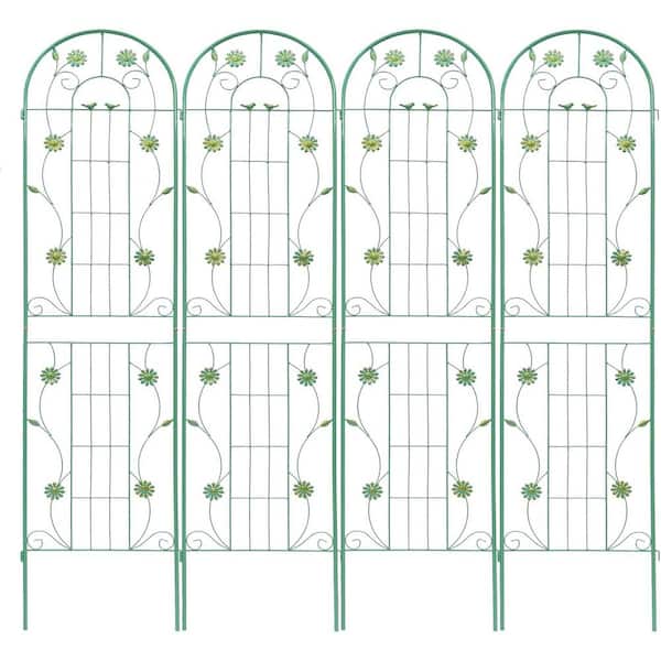 Unbranded 86.7 in. Green Metal Garden Trellis for Climbing Flower Rustproof Sturdy Lattice Iron Trellis for Plants Support 4-Pack