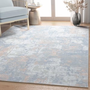 Blue Coral 5 ft. 3 in. x 7 ft. 3 in. Abstract Marrakech Mid-Century Modern Brushstroke Flat-Weave Area Rug