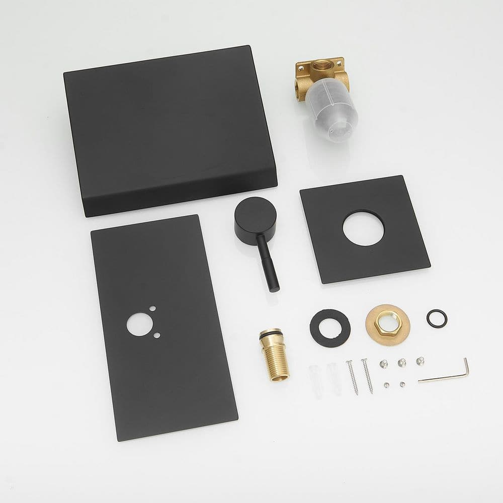 Matte Black Wall-Mount Waterfall Tub Faucet with Lever Handle