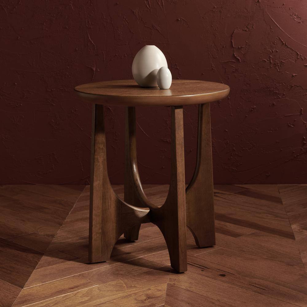 Sasha 20 in. Medium Oak Round Wood End Table - thumbnail 8