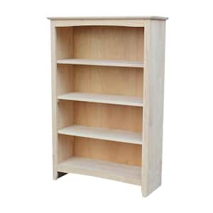48 in. Unfinished Wood 4-shelf Standard Bookcase with Adjustable Shelves