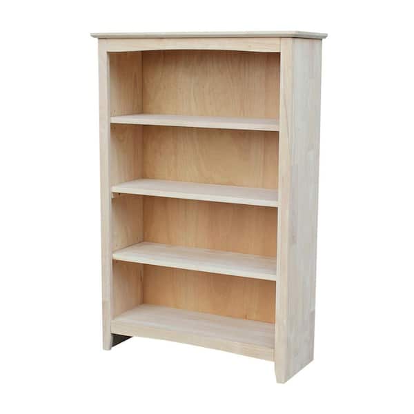 International Concepts 48 in. Unfinished Wood 4-shelf Standard Bookcase with Adjustable Shelves
