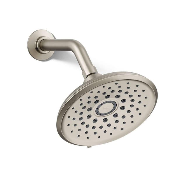 KOHLER Cursiva 3-Spray Patterns 6.75 in. Wall Mount Fixed Showerhead in Vibrant Brushed Nickel